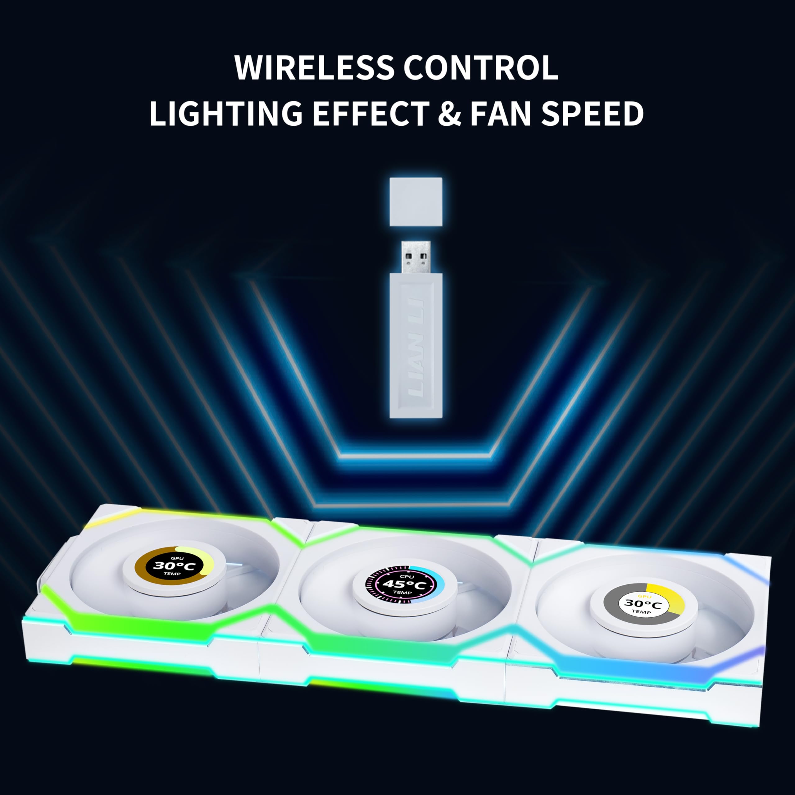 Lian Li SL WIRELESS LCD 120 3個セット Lian Li UNI FAN SL Wireless LCD Fluid Dynamic Bearing 120mm Case